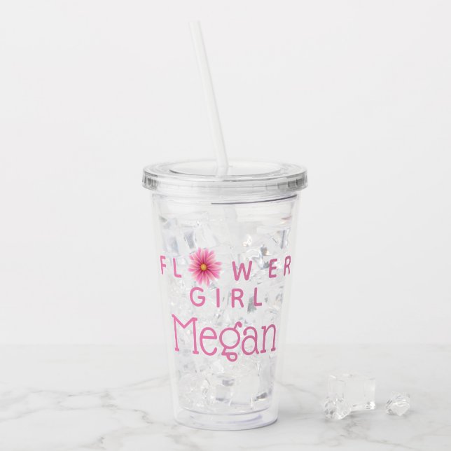 Personalisierte Blumen-Mädchen-Schale Acryltrinkbecher (Vorderseite Ice)