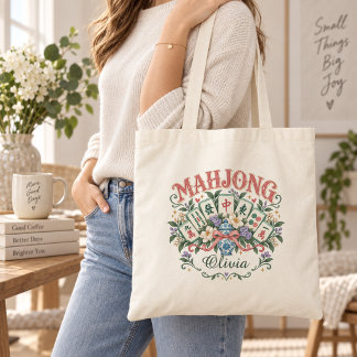 Personalisierte Blumen-Mahjong-Tasche mit Namen Tragetasche