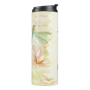 Personalisierte Blumen und Libelle Thermosbecher