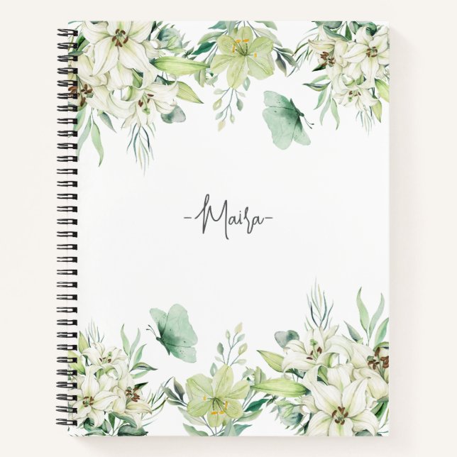 Personalisierte Blumen Weibliche Stilrichtungen Mo Notizbuch (Vorderseite)