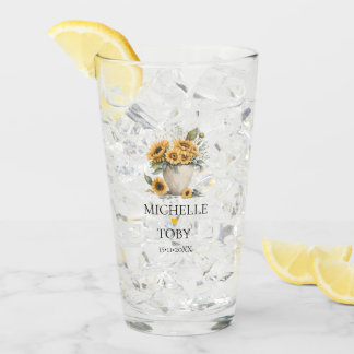 Personalisierte Blumenblume Hochzeit Glas
