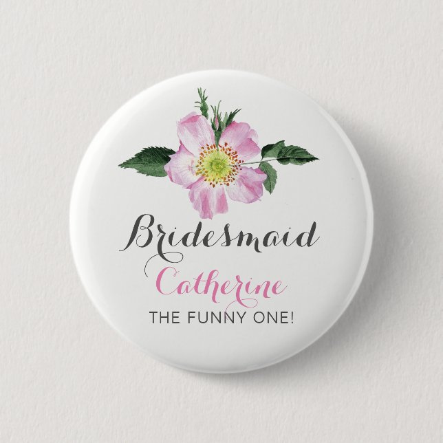 Personalisierte BlumenbridesMagd-Taste Button (Vorderseite)