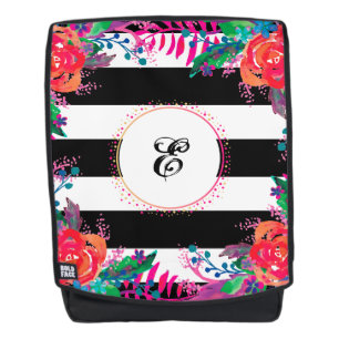personalisierte Blumenbündel und schwarz gestreift Rucksack