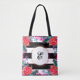 personalisierte Blumenbündel und schwarz gestreift Tasche