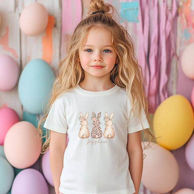 Personalisierte Blumenbunny Ostern T-Shirt (Personalized Floral Bunny Easter kids T-Shirt)