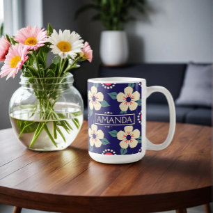 Personalisierte Blumencoffee-Tasse mit Name Kaffeetasse