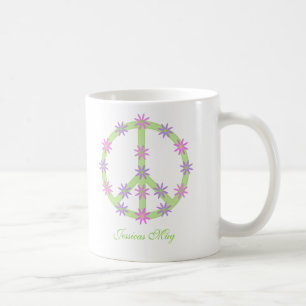 Personalisierte Blumenfriedenszeichen-Tasse Kaffeetasse