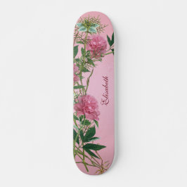 Personalisierte, blumengeschmückte, rustikale Pfir Skateboard