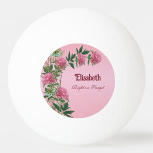 Personalisierte, blumengeschmückte, rustikale Pfir Tischtennisball