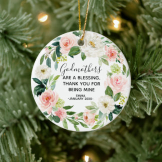 Personalisierte Blumengodmutterschmuck Keramik Ornament