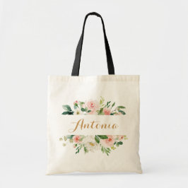 Personalisierte Blumengrün Tote Tasche