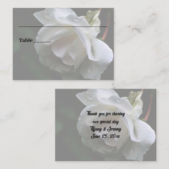 Personalisierte Blumenhochzeit von White Rose Platzkarte (Vorne/Hinten)