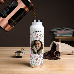 Personalisierte Blumenkatzen-Mama-Wasserflasche Trinkflasche