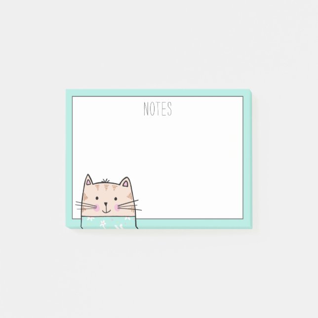 Personalisierte Blumenkatzen-Notizen Post-it Klebezettel (Vorderseite)
