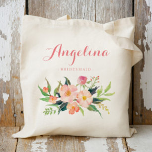 Personalisierte Blumenkleider für Brautjungfern Tragetasche