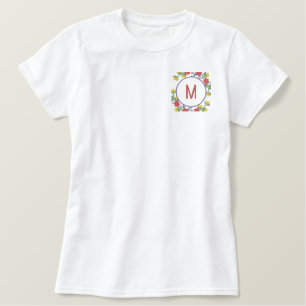 Personalisierte Blumenkreislaufmonogramm Besticktes T-Shirt