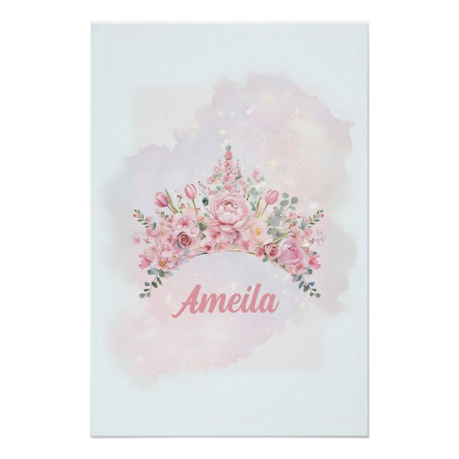 Personalisierte Blumenkrone, Kinderzimmer Art Poster (Vorderseite)