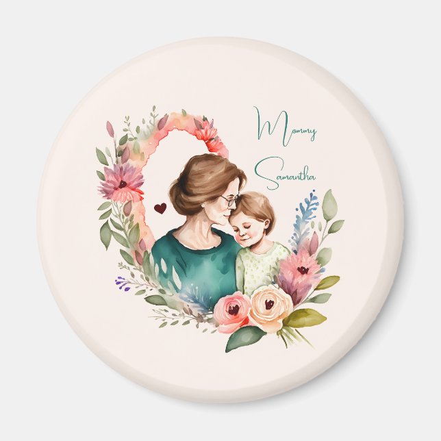 Personalisierte Blumenmutter und Tochter Son Magnet (Vorne)