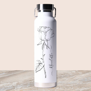 Personalisierte Blumennamen-Schrift elegant Trinkflasche