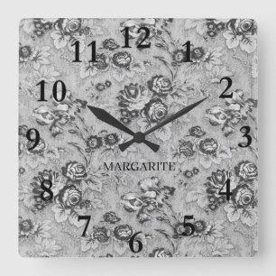 Personalisierte Blumenschattierungen der Grauwandu Quadratische Wanduhr