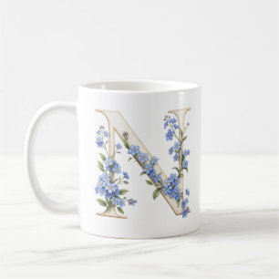 Personalisierte Blumenschrift N Vergissmeinnicht-B Kaffeetasse