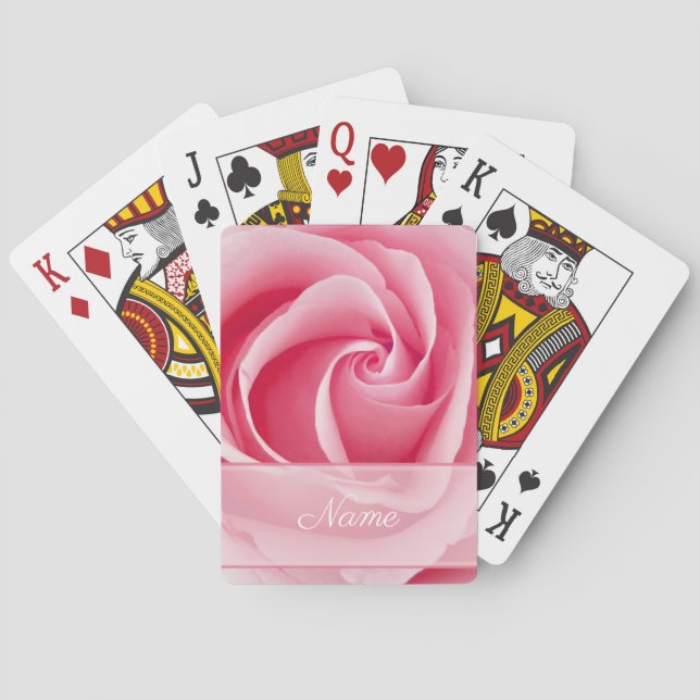 Personalisierte Blumenspielkarten | Rosa Rosen Spielkarten (Rückseite)