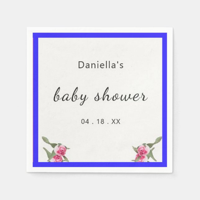 Personalisierte Blumenspritze Lila Babydusche Serviette (Vorderseite)