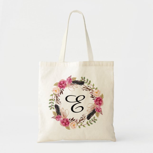 Personalisierte Blumentoilette Bag Bridesmaid Bohe Tragetasche (Vorne)