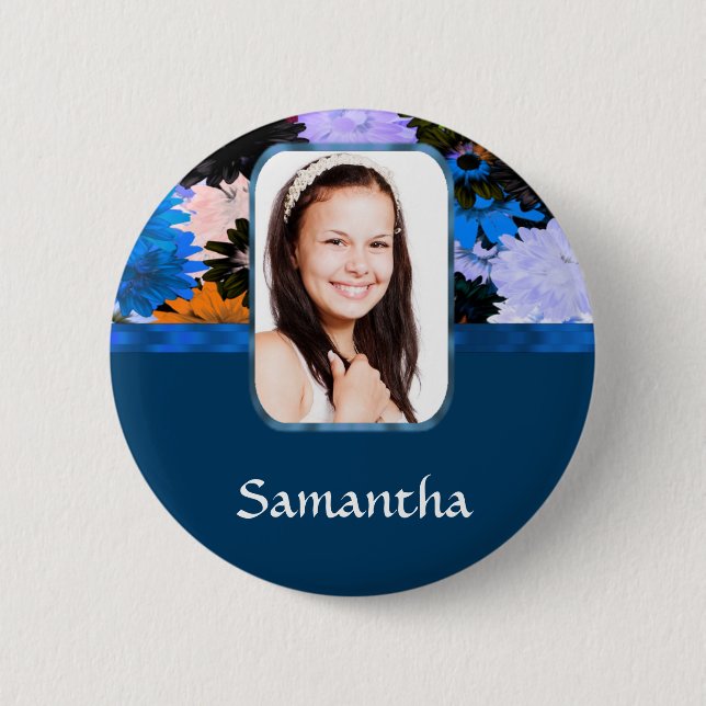 Personalisierte Blumenvorlage Button (Vorderseite)