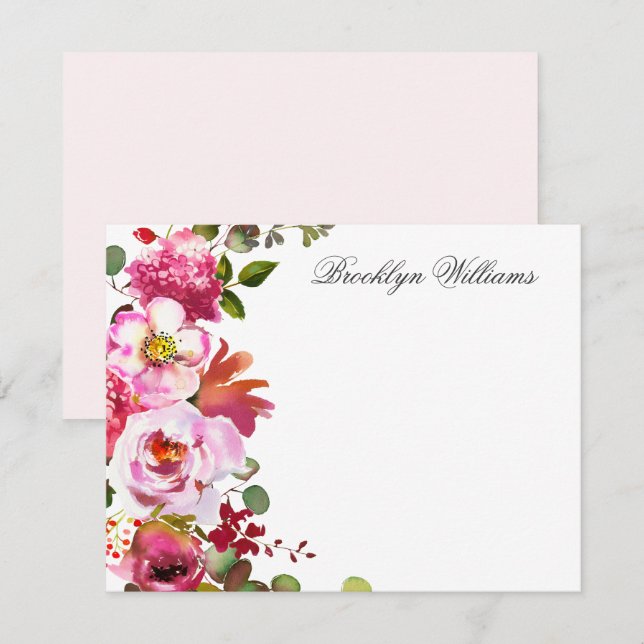 Personalisierte Blush Pink Botanic Floral Dankeskarte (Vorne/Hinten)