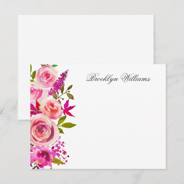Personalisierte Blush Pink Botanic Floral Dankeskarte (Vorne/Hinten)