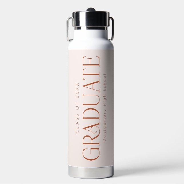 Personalisierte Blush Pink-Klasse 2025 Abitur Trinkflasche (Vorderseite)