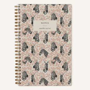 Personalisierte Blush-Zebra-Botanical-Safari-Notiz Notizbuch