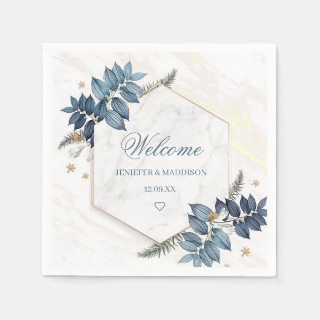 Personalisierte Blütenblumen Begrüßung Serviette (Vorderseite)