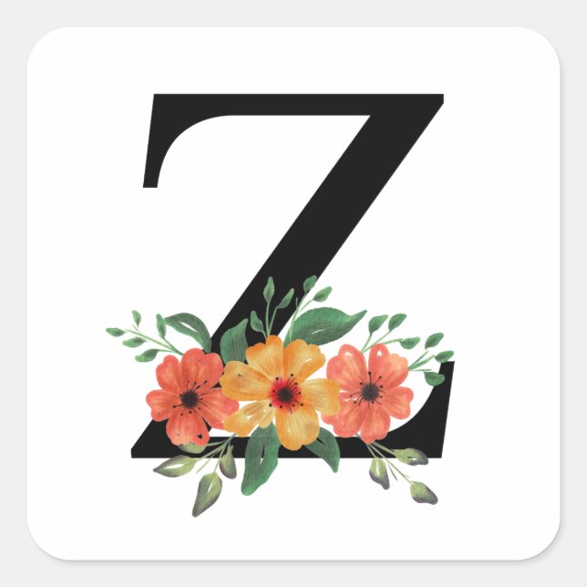 Personalisierte blutorale Mit Monogramm Quadratischer Aufkleber (Vorderseite)