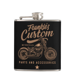 Personalisierte Bobber Motorradgarage Flachmann