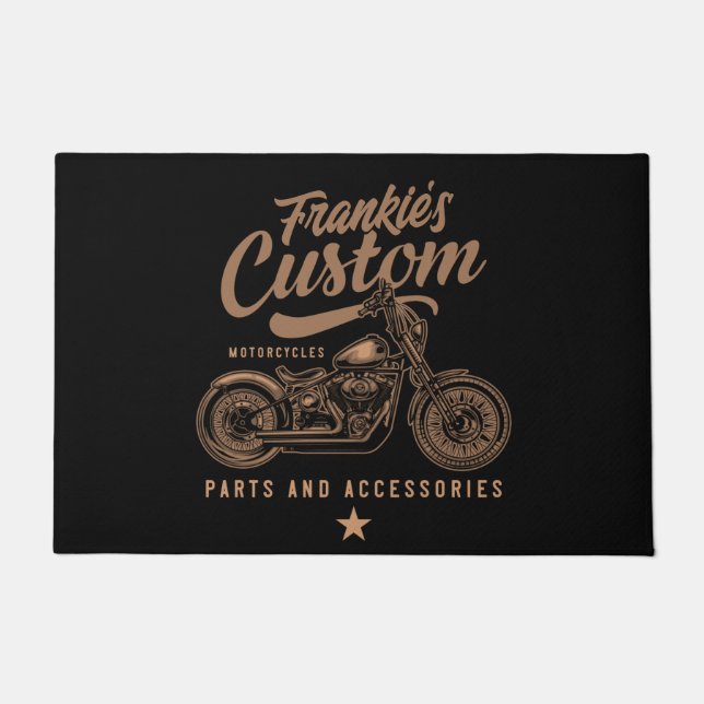 Personalisierte Bobber Motorradgarage Fußmatte (Vorderseite)