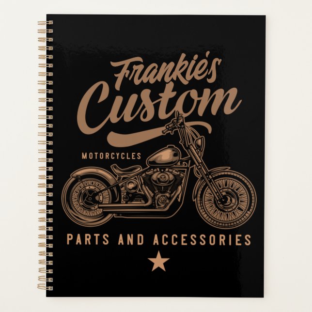 Personalisierte Bobber Motorradgarage Planer (Vorderseite)