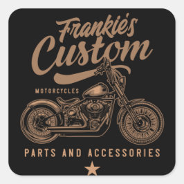 Personalisierte Bobber Motorradgarage Quadratischer Aufkleber