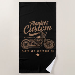 Personalisierte Bobber Motorradgarage Strandtuch