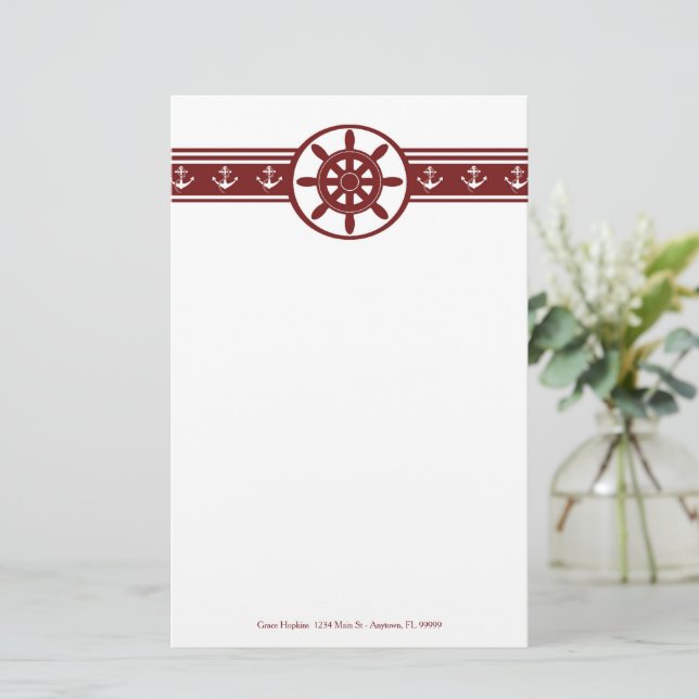 Personalisierte Bodenbeläge auf roten Schiffen Briefpapier (Stehend Vorderseite)