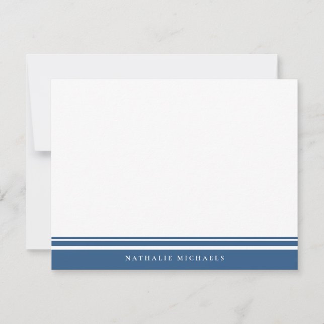 Personalisierte Bodenbeläge für Navy Blue Strip Mitteilungskarte (Vorderseite)