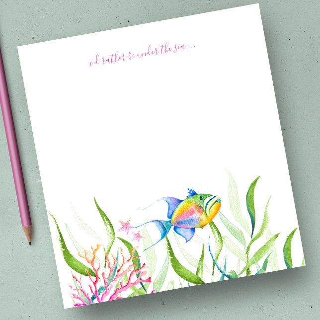 Personalisierte Bodenbeläge für tropische Fische Notizblock (Notepad Watercolor Tropical Fish Personalized Stationery )