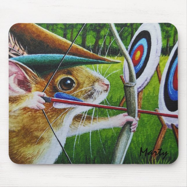 Personalisierte Bogenschießen-Camp Mouse Bow & Arr Mousepad (Vorne)