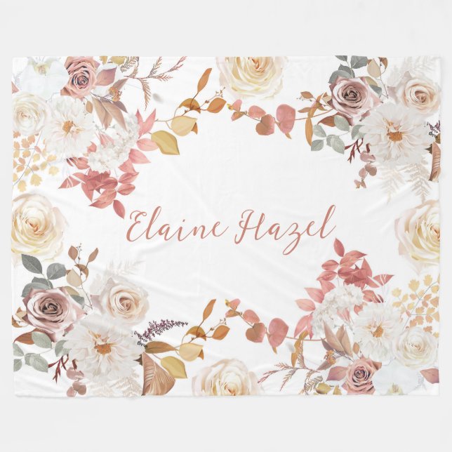 Personalisierte Boho-Blume auf Fleece Blanket (Vorderseite (Horizontal))
