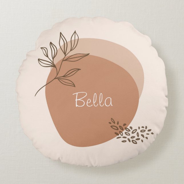 Personalisierte boho minimalistisch rundes kissen (Vorderseite)
