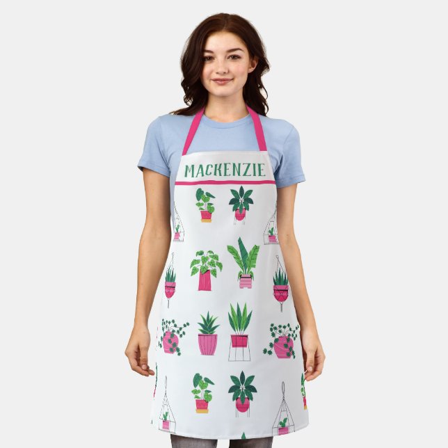 Personalisierte Boho-Pflanze-Muster für Frauen Schürze (Getragen)