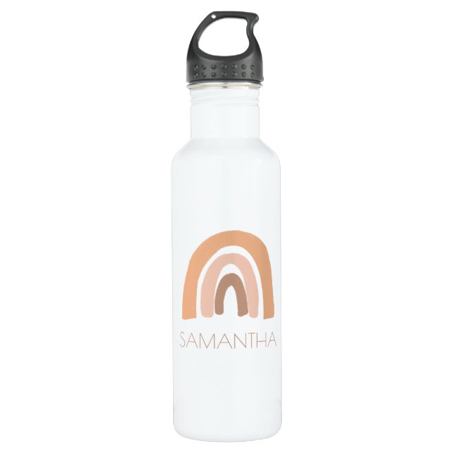 personalisierte Boho-Regenbogenkinder Edelstahlflasche (Vorderseite)