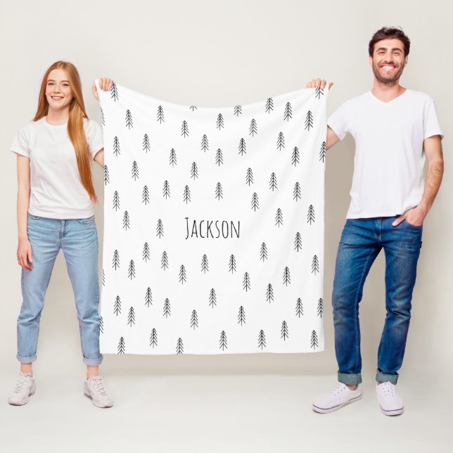 Personalisierte Boho Schwarzweiß Fleecedecke (Beispiel)