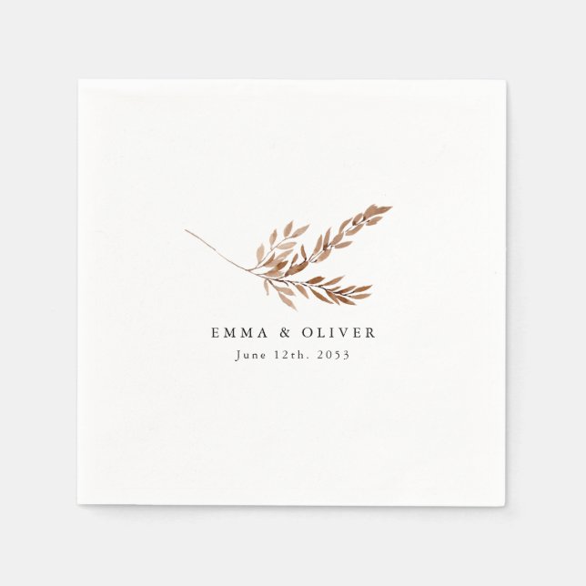 Personalisierte Boho-Terrakotta-Botanical-Hochzeit Serviette (Vorderseite)